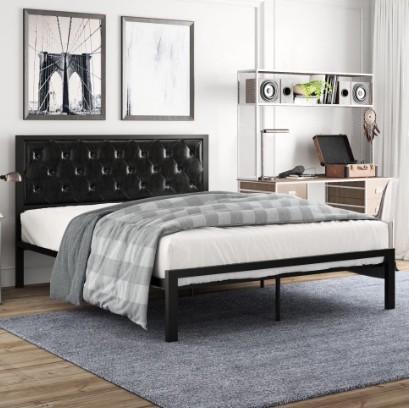 Metal Faux Leather Queen size Bed frame