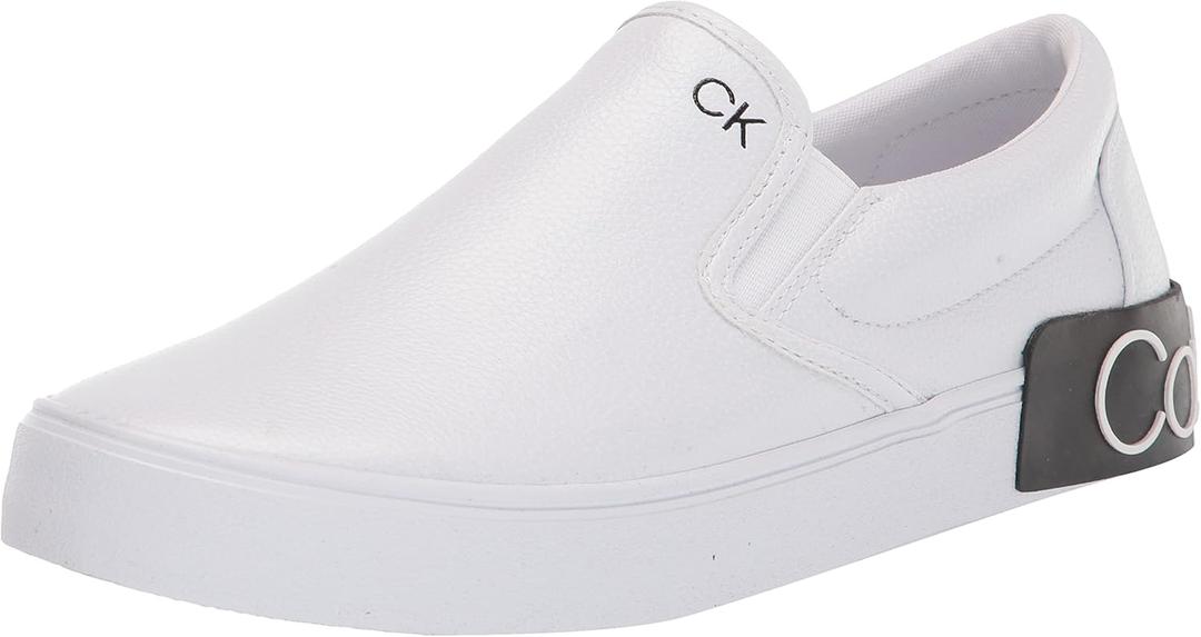 Calvin Klein Men's Ryor Sneaker (10.5, White Tumbled Leather 143)