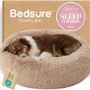 Bedsure Calming Dog Beds Large Sized Dog - Donut Washable Large Pet Bed, 36 inches Anti-Slip Round Fluffy Plush Faux Fur Dogs Bed, Fits up to 80 lbs Pets, Camel