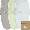 3-Pack Organic Baby Swaddle Sleep Sacks - Swaddles for Newborns, Infant 0-3 Months, Baby Girls, Boys, Soft & Snug Newborn Sleep Sack, Nursery Swaddling Blankets (Ripple, OS)