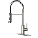 FORIOUS Kitchen Faucets, Brushed Nickel Kitchen Sink Faucet with Pull Down Sprayer, Commercial Kitchen Faucet Stainless Steel, Classic Single Handle Pull Out Sink Faucets for RV Laundry Utility Room