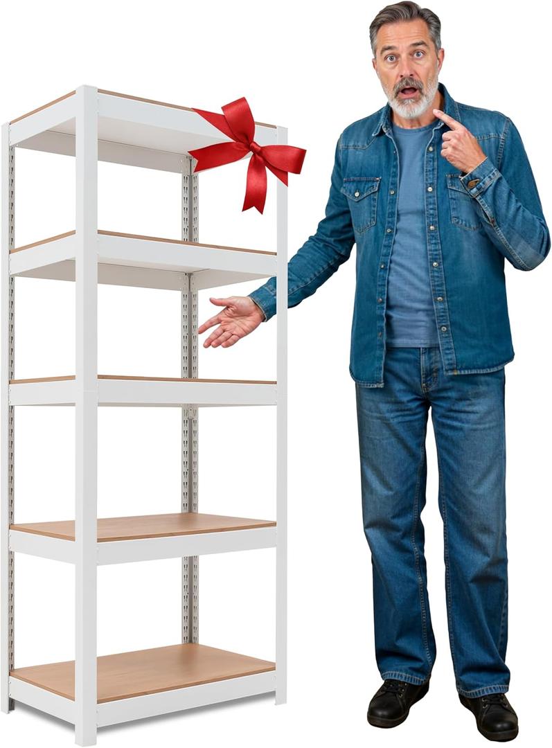 HOMEDANT House 5 Tier 24.1" W Laminated Metal Shelving Unit Adjustable Storage Utility Rack Heavy Duty Shelves Organization Multipurpose Shelf Kitchen Garage Pantry Closet 1 Pack