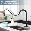 Achelous Black Kitchen Faucet with Pull Down Magnetic Docking Sprayer,Stainless Steel Pull Out RV Kitchen Sink Faucets,Single Handle Deck Mount,Grifos De Cocina (Black)