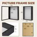 Muzilife Extra Large 16x20 Shadow Box Frame, 3.54" Deep Display Case with Linen Back & Solid Wood Frame, 8 Pins for Jerseys, Flowers, Wedding Keepsakes, Kids' Mementos, Tickets & Photos, Black