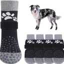 SCENEREAL Anti Slip Dog Sock to Prevent Licking Paws for Hardwood Floors, Boots & Paw Protector Shoes for Hot/Cold Pavement with Grippers, Double Sides Grips for Small Medium Large Senior Dogs, M (M(Paw Width 2.5in), Two Paws(Pack of 6)-Black)