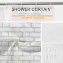 White Brick Wall Decor Shower Curtain Set,White Endless Rectangular Brick Wall Polyester Shower Curtain for Shower Stall Bathroom Waterproof with 12 Hooks 72x72 Inch