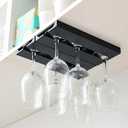 RIIPOO Glass Rack Hangers Under Cabinet, 2 Pack Glasses Holders Under Shelf No Drill, Under Counter Glass Holder, Black