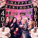 40th Birthday Decorations for Women, 40th Birthday Banners Balloons Backdrop Happy 40 Birthday Sash Party Decorations for Forty Back in 1985 Birthday Decorations Rose Gold