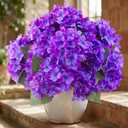 Daynight 4 Pcs Hydrangea Artificial Flowers Outdoor Silk Bouquets, UV Resistant Faux Hydrangeas Flowers for Table Vase Centerpieces Outside Party Wedding Baby Shower Home Outdoor Decor (4, Purple)
