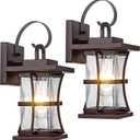 2 Packs Outdoor Wall Light, Oil Rubbed Bronze Exterior Light Fixture Waterproof Porch Sconces Wall Mounted Lighting, Anti-Rust Rustic Wall Sconce for House Garage, Doorway, Front Door Entryway, E26 (Sensor-Free-Bronze)
