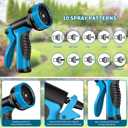 50FT Water Hose with 10 Functions, Adjustable Spray Nozzle, Flexible Durable No Kink Leak Dog Proof Stainless Steel Garden Hose 50FT for Yard Lawn