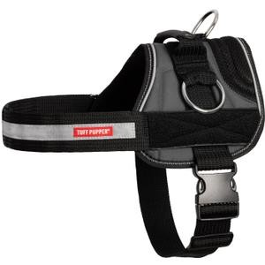 Tuff Pupper Fast Fit Harness for Extra Large Dogs | No Pull No Choke, Escape-Proof | Rugged Padded Breathable Vest | Traffic Control Handle | 3 Leash Clips | Reflective Trim | Easy On Off (XL, Grey)