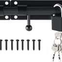 Alise 6 inch Barrel Bolt Latch, Slide Bolt Latch, Heavy Duty Solid SUS304 Stainless Steel Slide Lock for Wooden Fence,Barn Door,Interior or Outdoor Door Matte Black MST8060-B