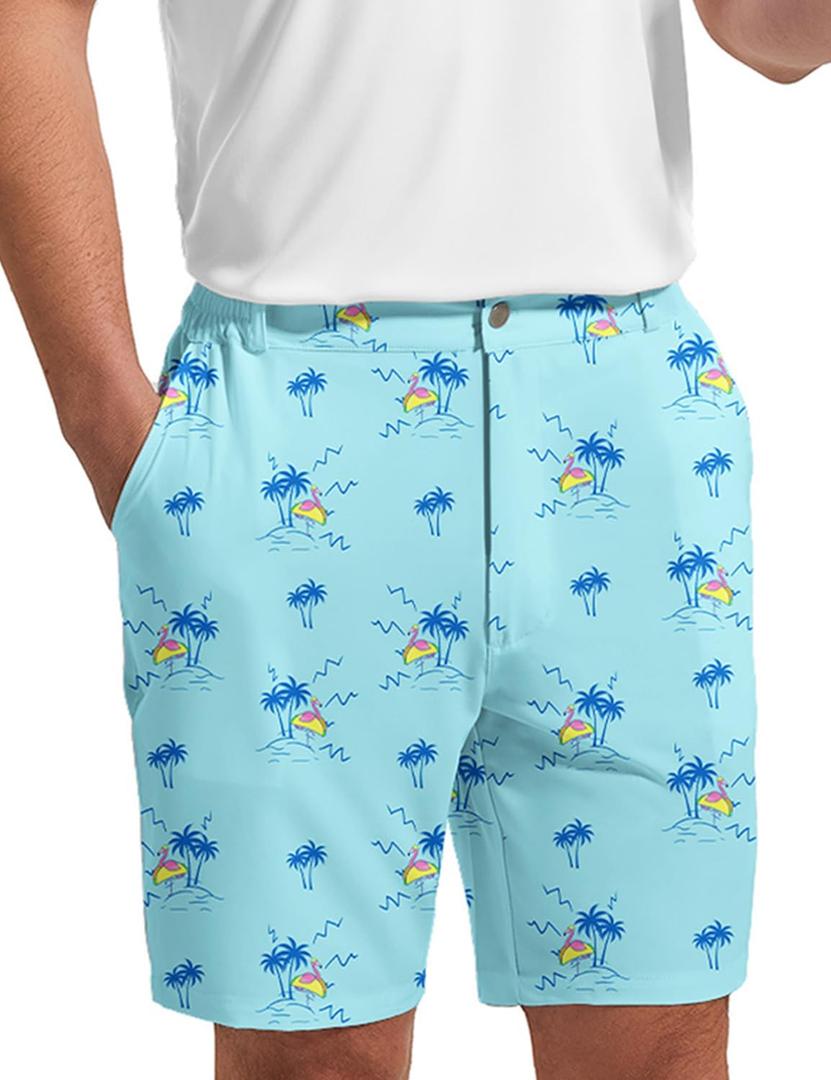 Golf Shorts Men 7 Inch Inseam Mens Casual Hiking Dress Shorts with Zipper Pockets (Blue, XL)