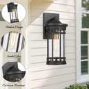 Outdoor Wall Sconce, Farmhouse Outdoor Wall Lantern with Seeded Glass ,Waterproof Exterior Lighting Fixture, Anti-Rust lamp Light for Patio Yard House Hallway Doorway Garage (Black,14.93 Inch Height)