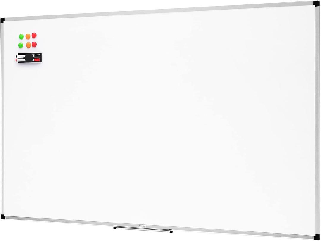 Amazon Basics Magnetic White Board with Pen Tray, Dry Erase Board, Aluminum Trim, 35.4" x 23.6"