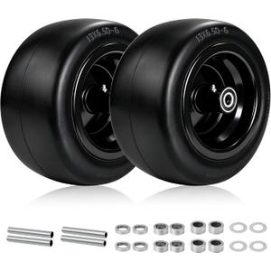 13x6.50-6 Flat Free Front Lawn Mower Tires and Wheel, 500lb Load Capacity