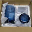 ARIAMOTION Blue Candle Holder for Pillar Tealights Modern Bubbles Glass Hurricane Cylinder Vases Table Centerpieces Indoor and Outdoor Use Dining Table Coffee Bar 8" 5" 3.5" Height Set 3