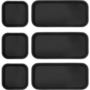 Wenqik 6 Pcs Silicone Bathroom Vanity Trays for Counter Multifunctional Bathroom Counter Tray Multipurpose Decorative Tray for Kitchen Desk Kitchen (Black)