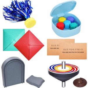 Korean Games Set Squid Toys - Weighted Gonggi Ddakji Spinning Top Flying Stones Jegi - Authentic Traditional Folk Toy Gift