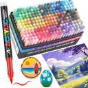 Guangna 240 Acrylic Paint Markers, Brush Tip Acrylic Paint Pens, Quick-Drying Waterproof Ink, for Rock Painting Plastic Wood Canvas Glass Ceramic Metal Art Crafts Supplies Gift