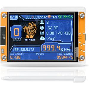 Bitcoin Miner BTC V2 NMMiner  1010 H/s Hashrate, Crypto Miner for ESP32 2.8" Smart Display Development Board, Desktop Solo Lucky Miner - Yellow