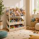 EAQ 2-in-1 Stuffed Animal Storage & Toy Organizer for Kids Rooms, 6 Bins