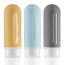 LISAPACK Travel Bottles 3oz, Squeeze Toiletry Container Leak Proof, Travel Size for Shampoo (3 Pack, Grey, Yellow, Blue)