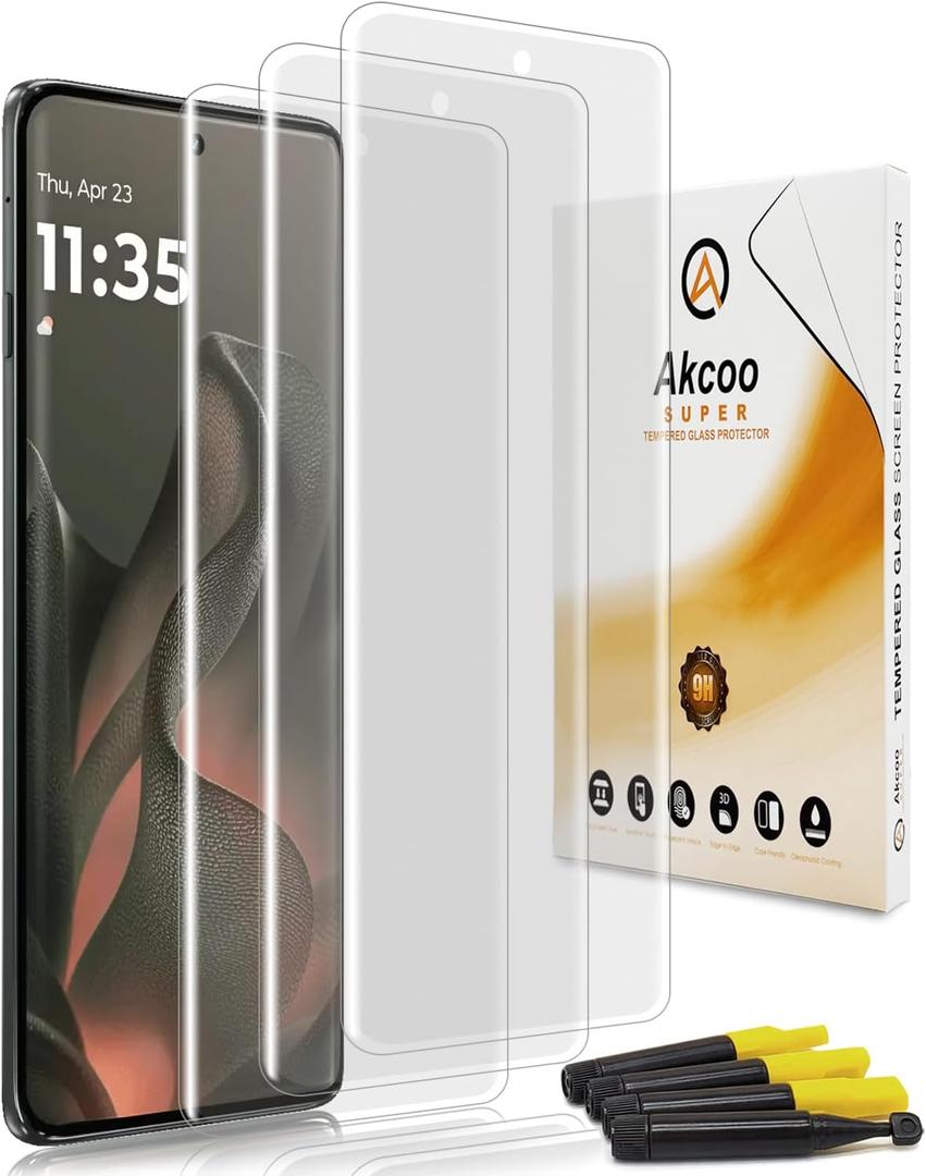 Matte Screen Protector for Motorola Edge 2025, 3 Pack, Tempered Glass LOCA UV Set, Anti Glare, Sensitive and Soft Touch, 9H Scratch Resistant, Edge to Edge Protection