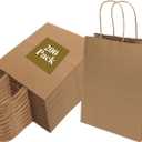 OEMVALATY 200 Pcs 8.3x4.3x10 Inch Medium Brown Paper Bags with Handles Bulk, Gift Wrap Bags Kraft Paper Bags for Birthday Party Favors Grocery Retail Business Shopping Merchandise Goody Craft Bags