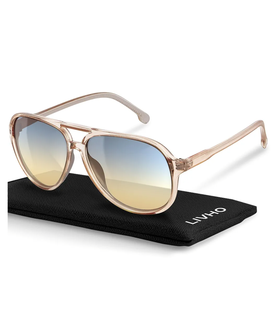 livho Trendy Polarized Aviator Sunglasses Women Men, Retro Sun Glasses for Women Men 2025, Oversized UV Protection Shades