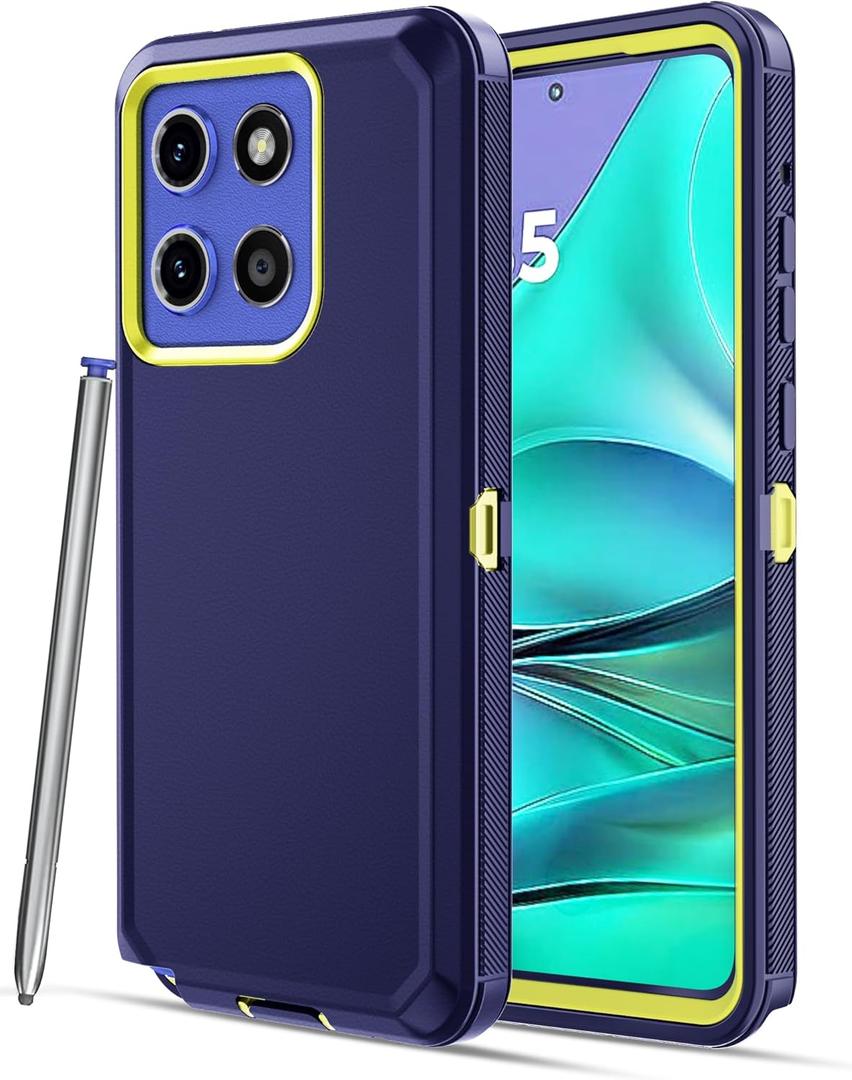 Jiunai for Moto G Stylus 2025 Case G Stylus 2026 Case Heavy Duty Shockproof Port Cover Drop Protection Hybrid Dual Layer Matte Bumper Rugged Phone Case for Motorola G Stylus 2025 & 2026 Blue Yellow