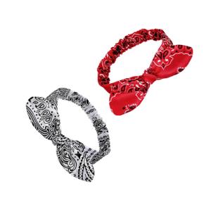 2pcs Retro Ear Headbands Stylish Elastic Hair Bands for Women and Girls Breathable for Daily Wear Parties and Sports Red White
