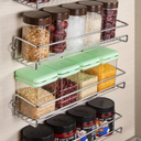 ROFAY Wall Mount Spice Rack Organizer for Cabinet Door (4 Pack) - Screw or Adhesive Hanging Seasoning Shelf for Cupboard Pantry (Silver)