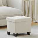Kerioers Small Storage Ottoman, Foldable Velvet Storage Box, Storage Chest, Foot Rest, 12.2 x 16.1 x 12.2 Inches, 286 lb Load Capacity, for Living Room, Bedroom, Dorm, Cream White FSS10W01V2