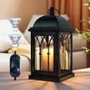 Candle Warmer Lamp with Timer, Dimmable Electric Large Candle Warmer Lantern for Jar Candles, Vintage Enclosed Candle Lamp Warmer for Children Pet Family-Black