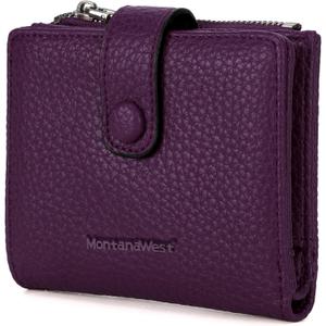 Montana West Women's Wallet Bifold Small Wallets Ladies RFID Blocking Wallet with Zipper Coin Pocket (2 Purple)