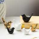 Small Animal Statues, Gold Bird Figurines Home Decor, Modern Home Decorative, Ceramic Decor for Office Desktop, Bookshelf, Bedroom, Living Room, Cabinets (Gold 2 Pcs)