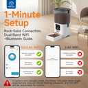 PAPIFEED Automatic Cat Feeder with App, 5G WiFi Cat Food Dispenser, 6L Timed Cat Feeder for Dry Food, 10 Meals/Day, 12 Portions/Meal, Dual Power Supply Smart Pet Feeder for Small Dog, White