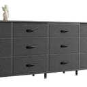 Huuger 78.7 inch Long Dresser for Bedroom, 15 Drawer Fabric Dresser for Closet, Large TV Stand for 65, 75, 85 inch TV, Wide Chest of Drawer with Storage, 78.7" W x 12.9" D x 26.7" H, Black