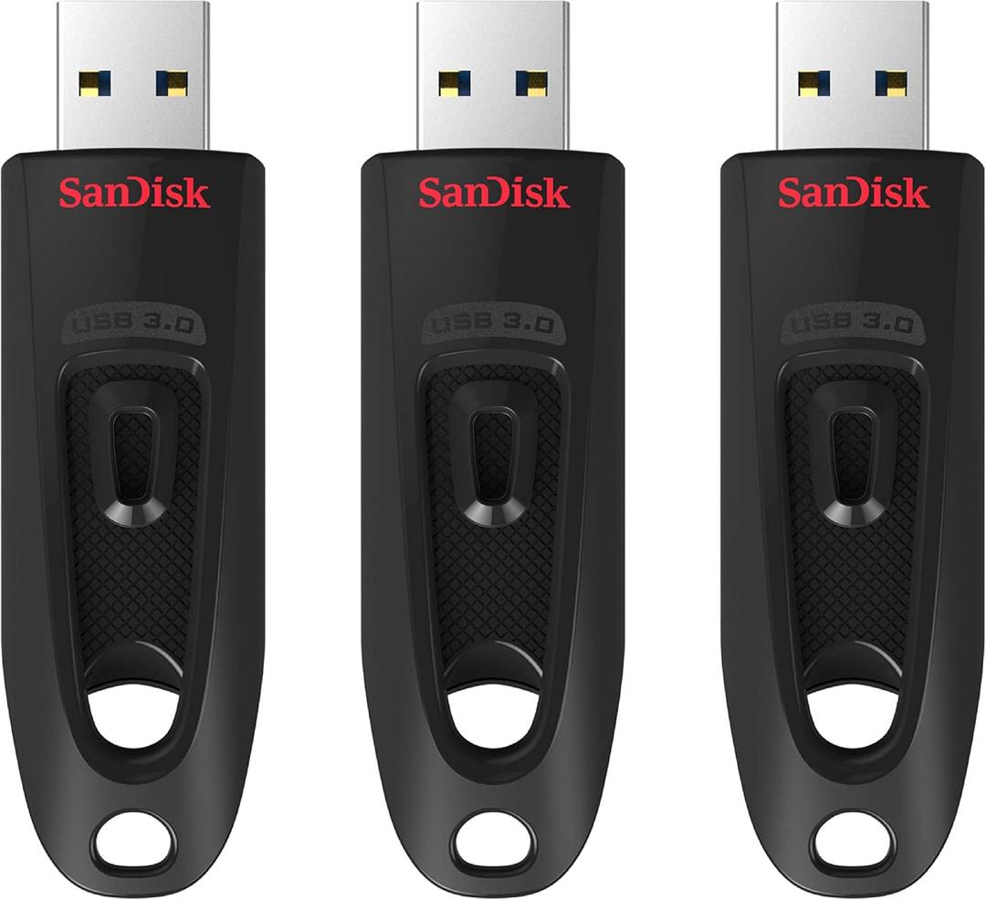 SanDisk 32GB 3-Pack Ultra USB 3.0 Flash Drive 32GB (Pack of 3) - SDCZ48-032G-GAM46T, Black