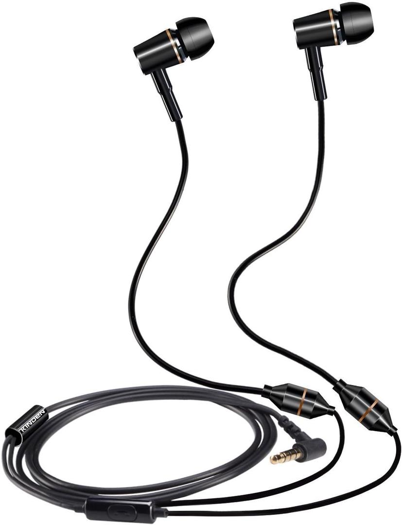 KINDEN EMF Protection Headphones Anti-Radiation, EMF Blocking Earphones Air Tube Headset Radiation Free Earbuds with Microphone Binaural Acoustic Stereo Wired for 3.5 mm Jack Devices Only