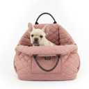 4 Cats & Dogs Mew Mew Travel Pet Bed Pet Car Seat & Carrier for Small Dogs & Cats, Water-Resistant Quilted Pet Booster Seat, Adjustable Car Belts, Anti-Slip Bottom, Portable Washable - Rose