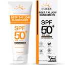 Beef Tallow Sunscreen with Zinc Oxide: Mineral Sunscreen SPF 50, Organic Natural Sun screen-Non Greasy Formula, No White Cast, Beef Tallow Sunblock for Sensitive Skin- Water-Resistant-2.82 oz (80g), Best By: 07/25/2028