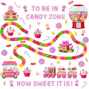 Outus Candy Bulletin Board Decor Set Classroom Decoration Ice Cream Candy Cutout with Glue Points for Birthday Party Classroom School Office Supply Halloween Decor (Sweet)