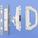 ALLYWASAI Sliding Patio Door Handle Set with Mortise Lock, Suitable for Sliding Glass Patio Door Thickness from 1.5in to 2in, 4-15/16" Screw Holes, Need to Drill, Reversible Design, Keyed, White