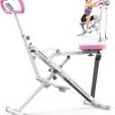 Sportsroyals Pink Squat Machine Rowing Machine for Home 2 in 1 Rower & Squat Assist Workout Foldable Rower for Home Full Body Worikout Adjustable 4 Resistance Bands 330lbs