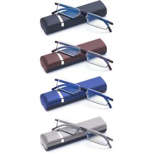 4 Pack Reading Glasses for Men Readers Blue Light Blocking with Case (Black Brown Blue Grey, 2.75, multiplier_x)