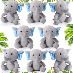HyDren 8 Pcs Baby Shower Elephant Plush Mini Small Stuffed Animal Toys 4 Inches for Valentine Birthday Gender Reveal Party Charity Donation Gift Supplies Decoration(Blue)