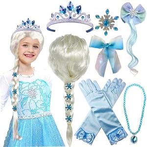 Princess Elsa Wig Frozen Elsa Braid Princess Elsa Dress Up Costume Cosplay Accessories for Kids Girls 130